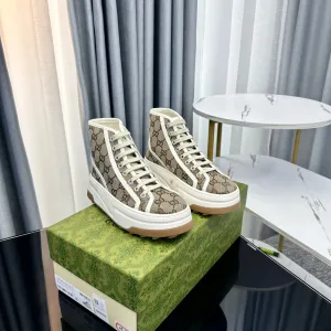 GG Innovative FLATFORM BROWN Best deal SNEAKER TOP Gucci CANVAS HIGH LIGHT