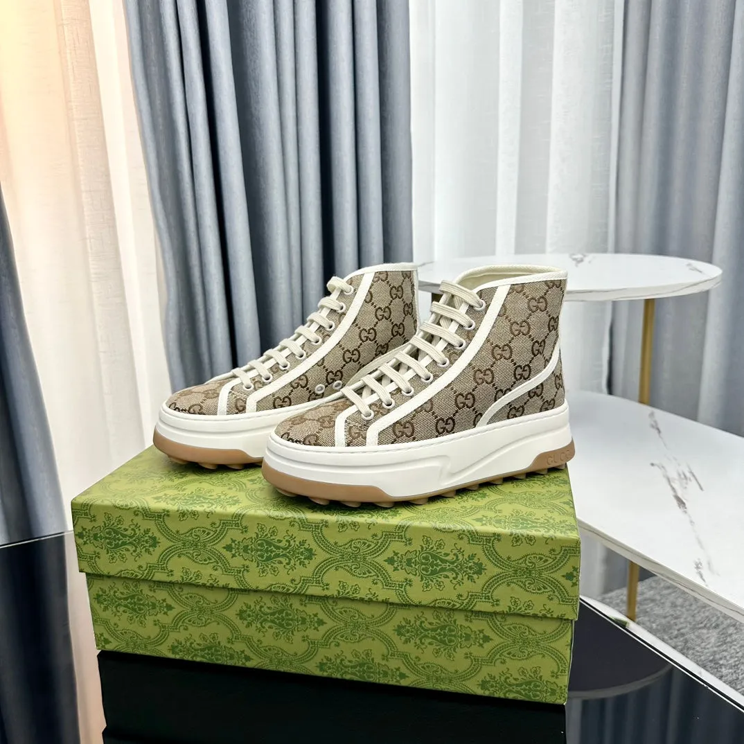 GG Innovative FLATFORM BROWN Best deal SNEAKER TOP Gucci CANVAS HIGH LIGHT