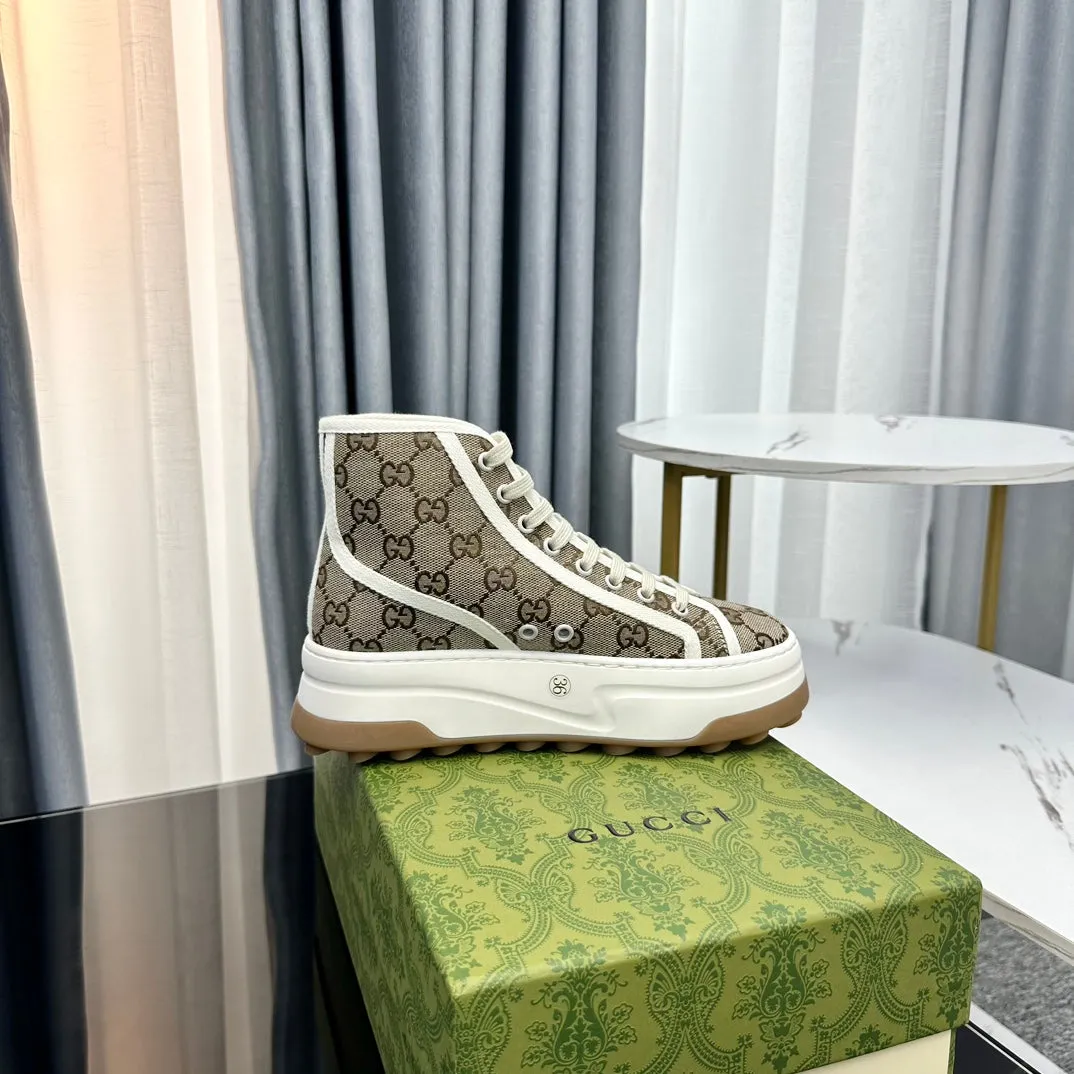 GG Innovative FLATFORM BROWN Best deal SNEAKER TOP Gucci CANVAS HIGH LIGHT
