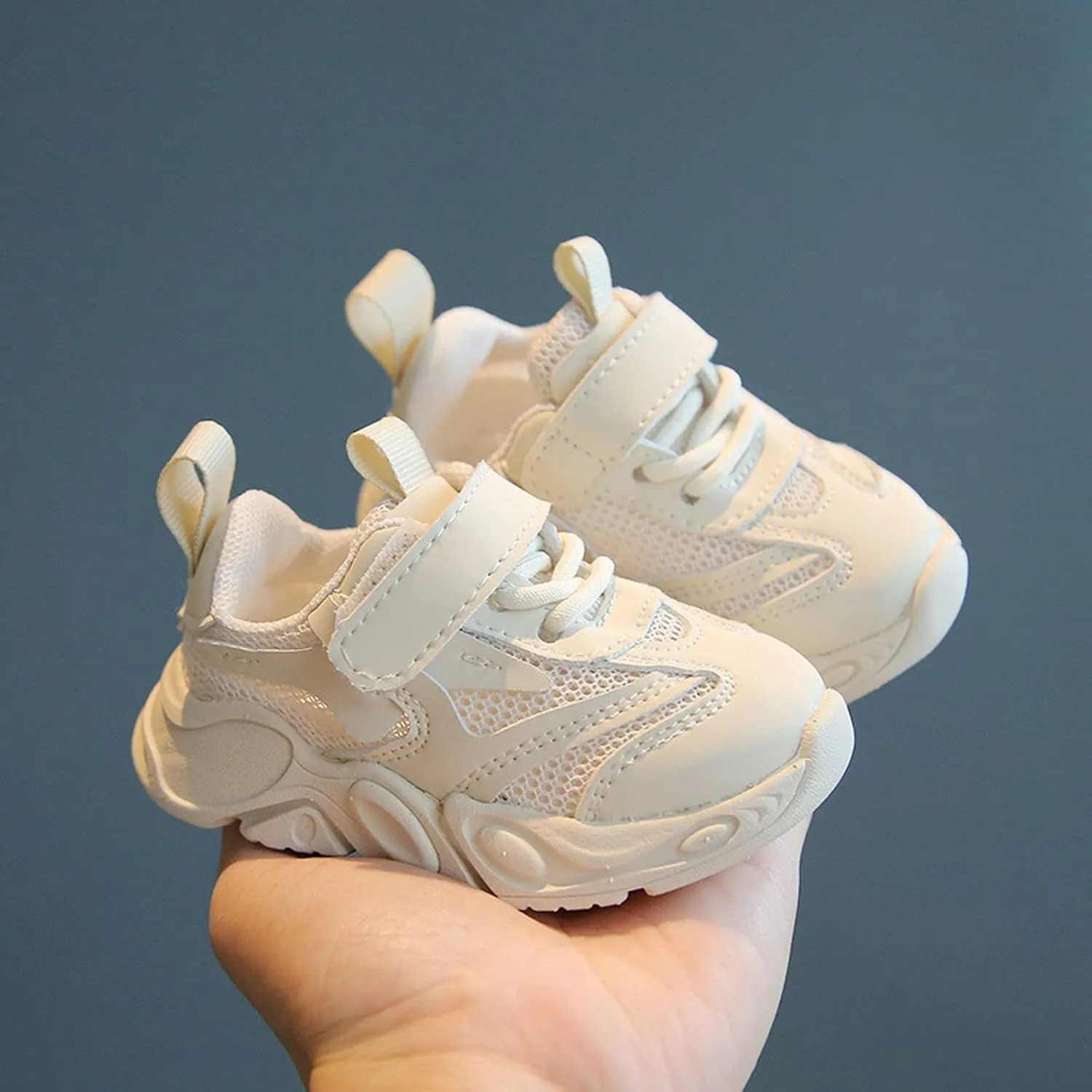Girls Kids Ankle Hook and Loops Sneaker Mesh Breathable Light Outdoor Running Sport Shoes Sole Non Slip Baby Kids Shoes