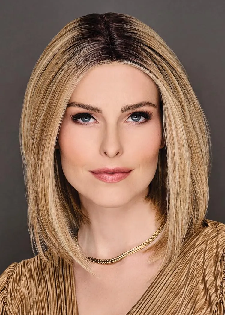 Glam Era Shoulder-Length Bob Wig, Sleek and Trendy With Center Part, Average Cap - GF11-25SS Honey Pecan