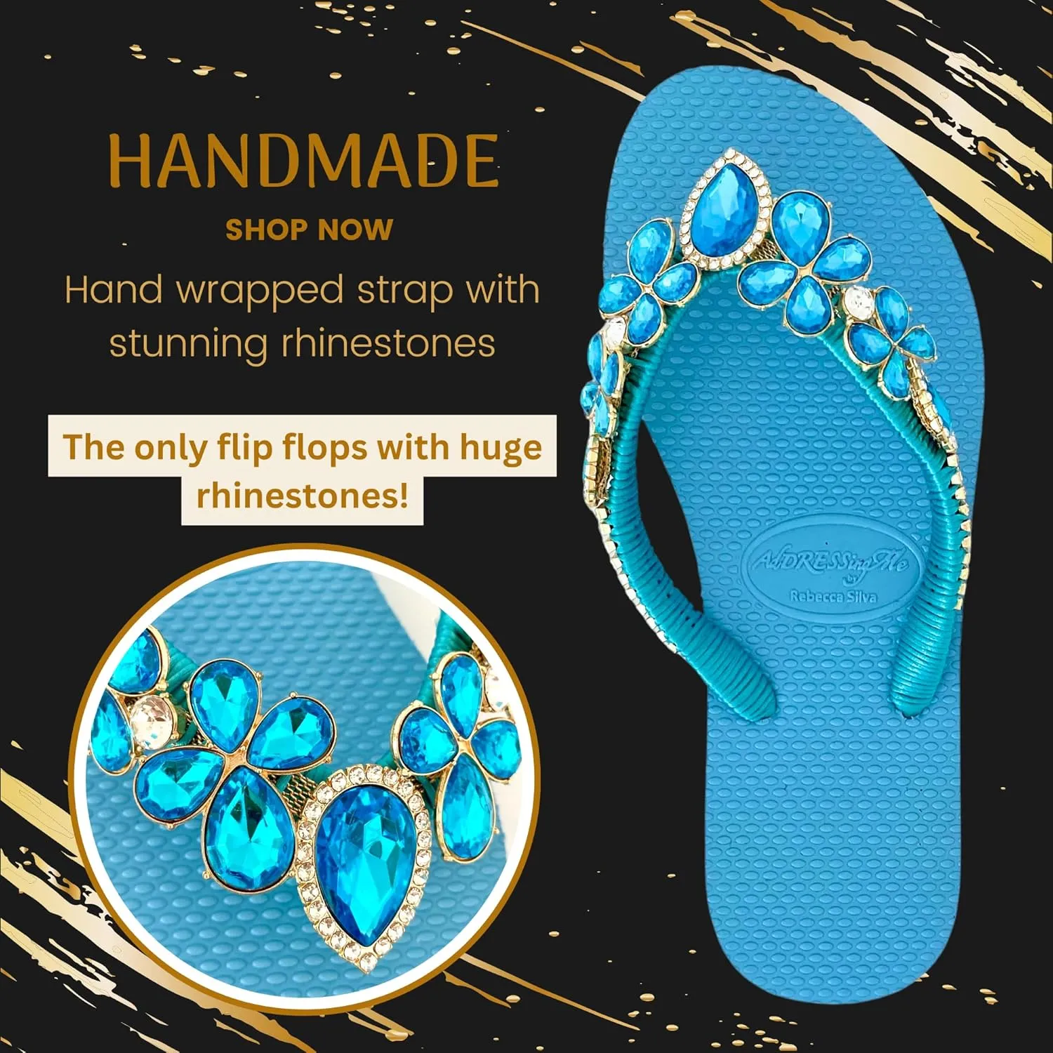 Glam Rhinestones Flip Flops For Women