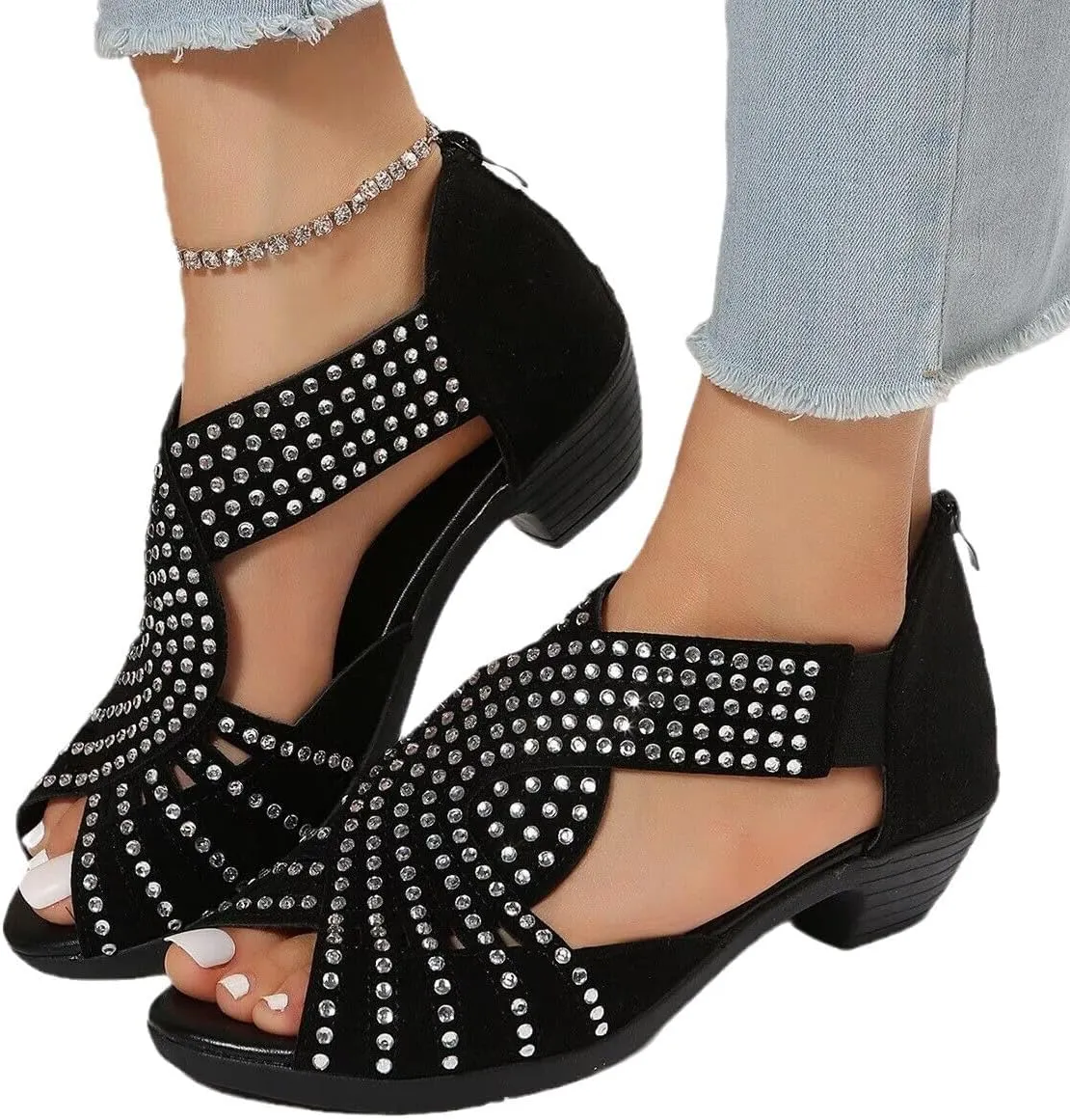 Glowstep Orthopedic Sandals for Women, Low Heel Cut-Out, Comfortable Sports Slippers - Arch Support, Non-Slip Shoes
