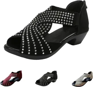 Glowstep Orthopedic Sandals for Women, Low Heel Cut-Out, Comfortable Sports Slippers - Arch Support, Non-Slip Shoes