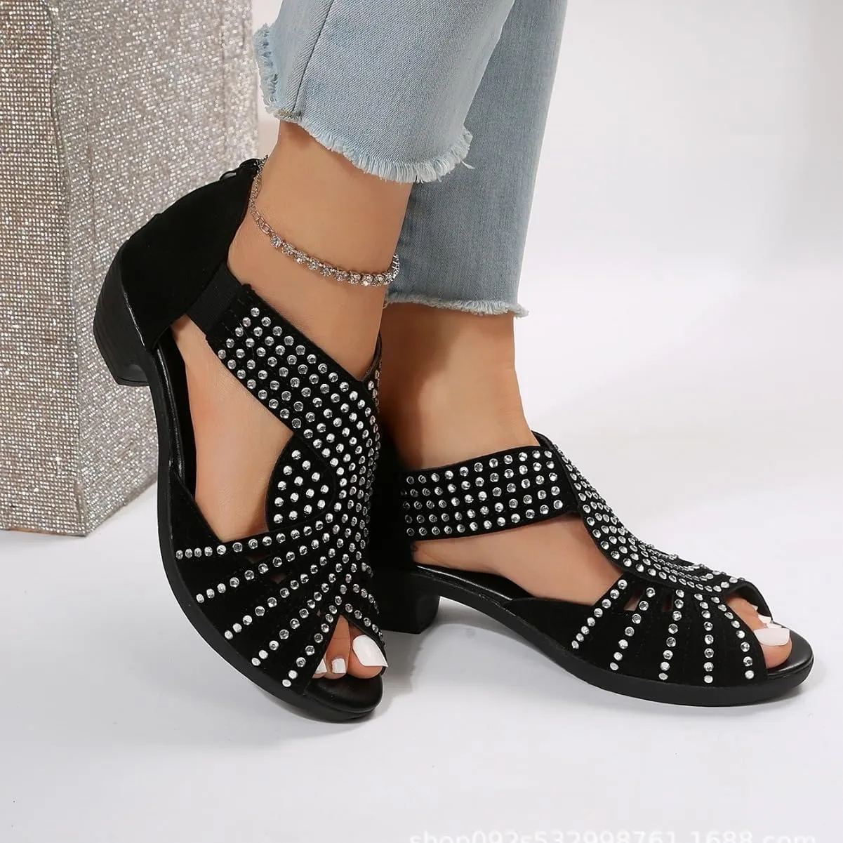 Glowstep Orthopedic Sandals for Women, Low Heel Cut-Out, Comfortable Sports Slippers - Arch Support, Non-Slip Shoes