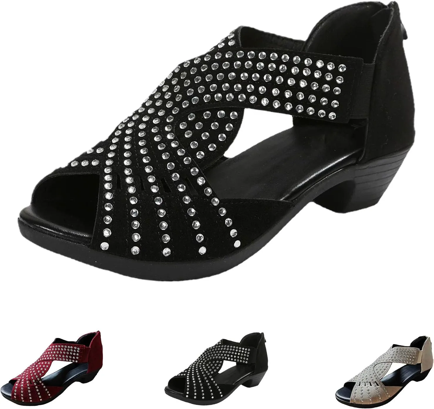 Glowstep Orthopedic Sandals for Women, Low Heel Cut-Out, Comfortable Sports Slippers - Arch Support, Non-Slip Shoes