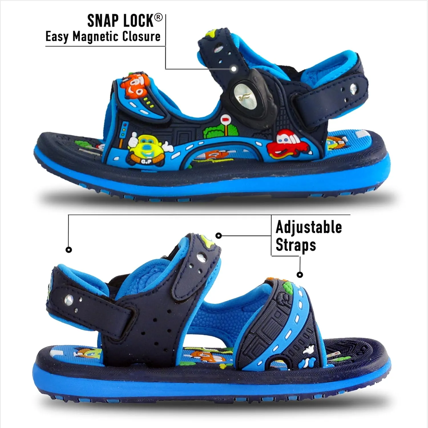Gold Pigeon Shoes KIDS Easy Snap Lock Outdoor/Water Sandals & Slides. Adjustable Straps