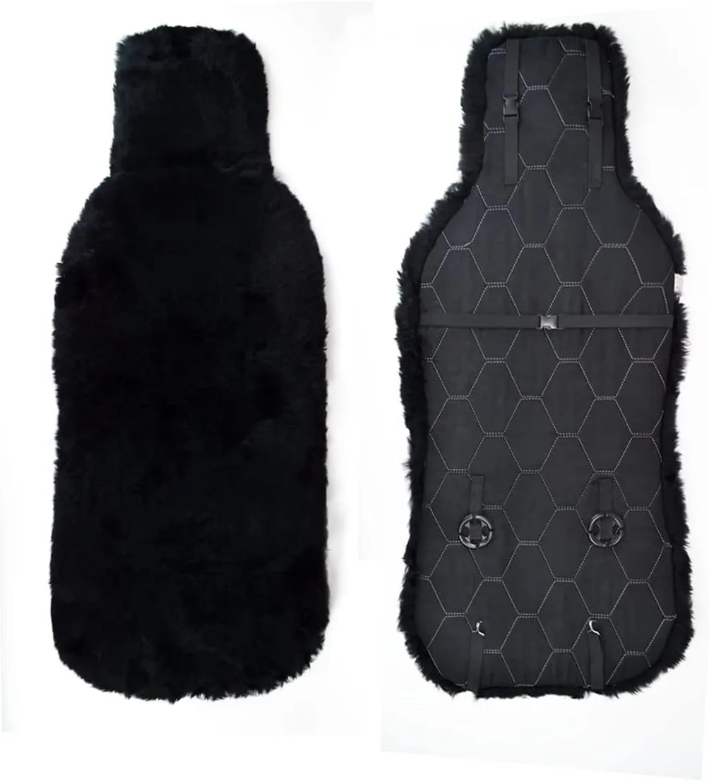 Gracefur 1 Pack Easy-Install Sheepskin Car Seat Covers, Airbag Compatible Comfort and Protection Front Seat Covers for Most Cars(Black)