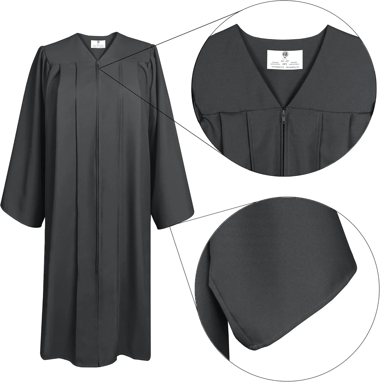 GradPlaza Matte Choir Robe for Church Baptism Officiant Confirmation Costume,Graduation Gown for School,Judge Pastor Robes