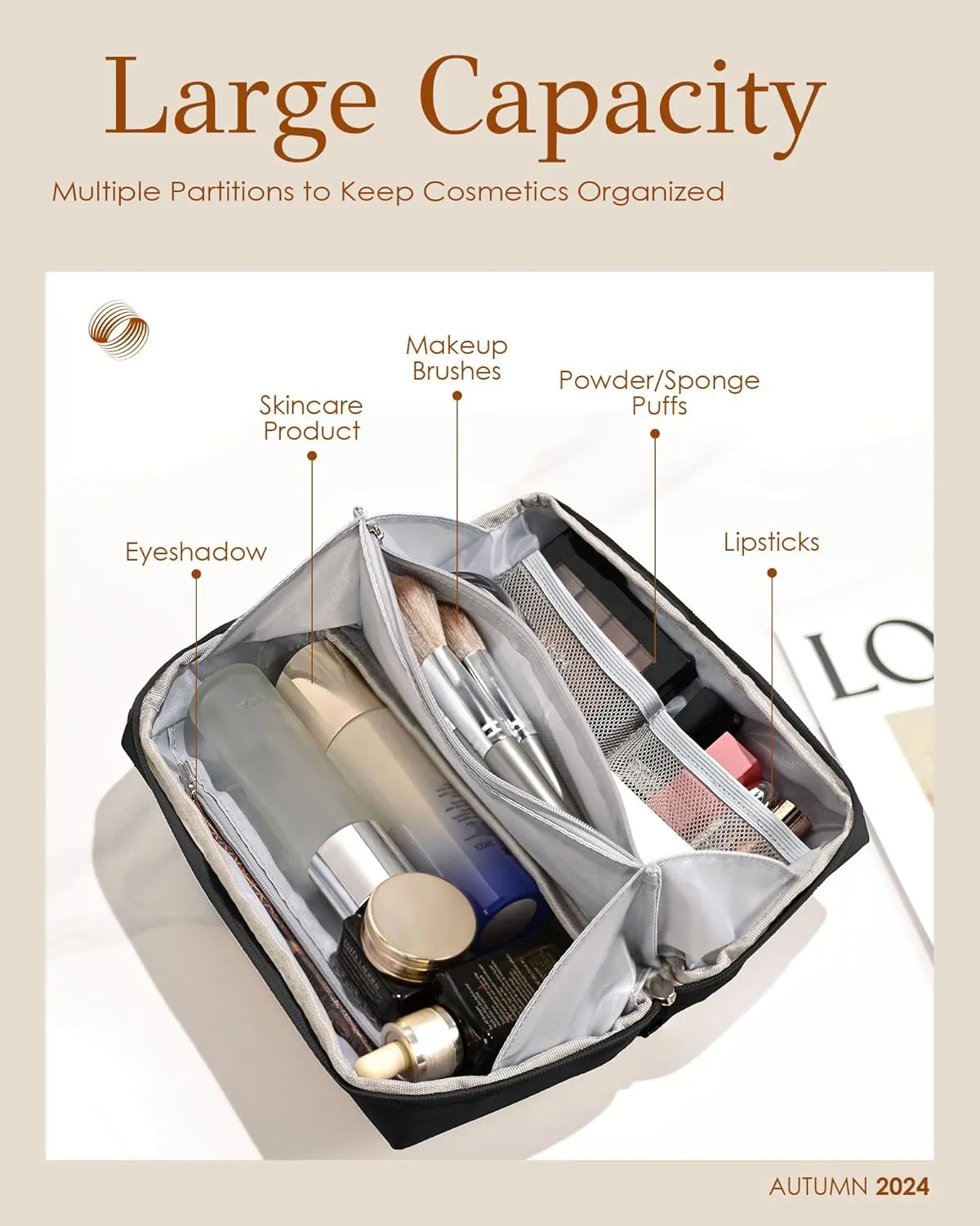 Graduation Gifts - Initial Makeup Bag for Women Girls, Bridesmaid Gifts, Thank You Gifts Idea, Gifts for Women, Large Capacity & Wide Open Cosmetic Toiletry Bags, Friends Gift