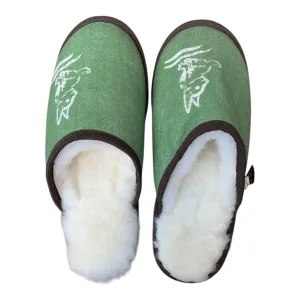 Green Friendly Folk Large White Slippers