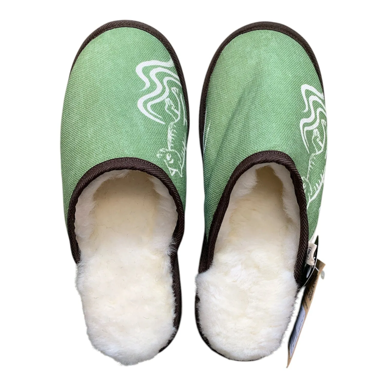 Green Friendly Folk XL White Slippers