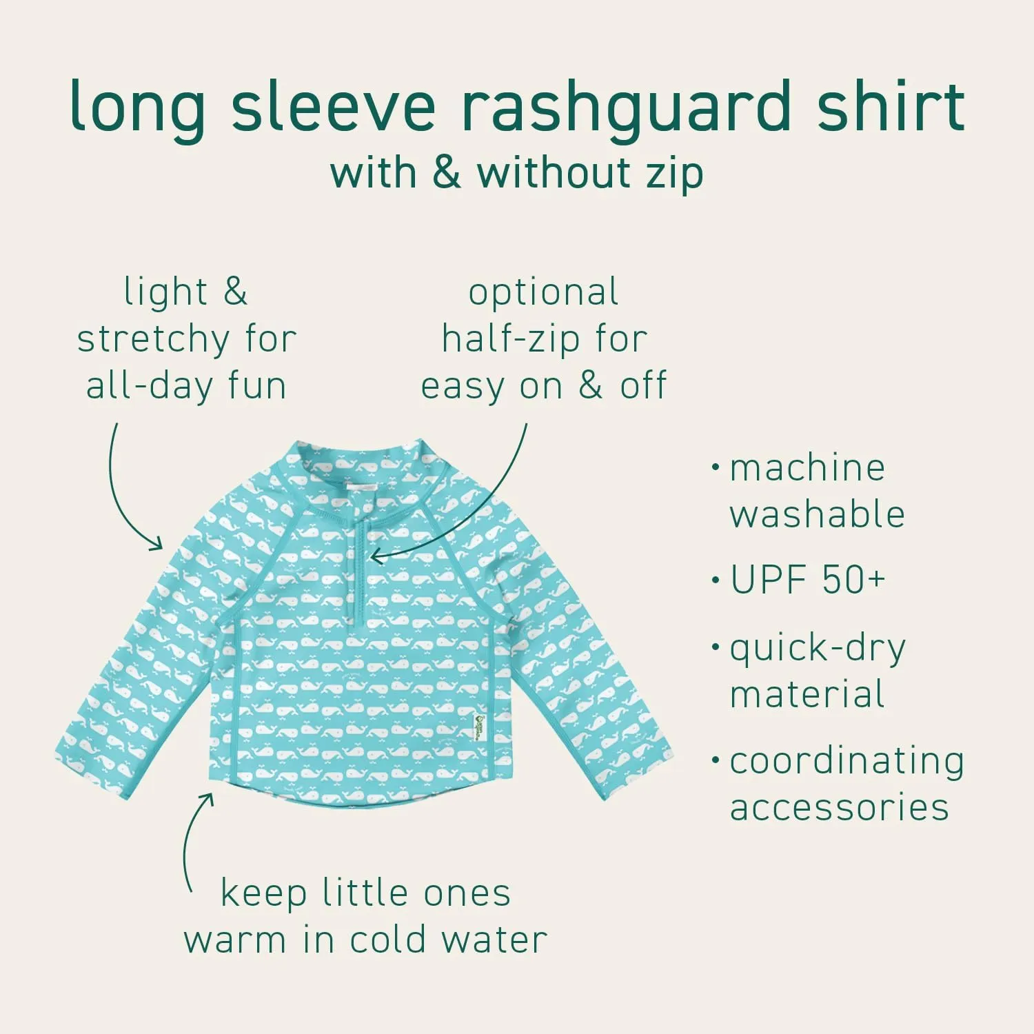 green sprouts Boys' Long Sleeve Rashguard | All-Day UPF 50  Sun Protection—Wet Or Dry