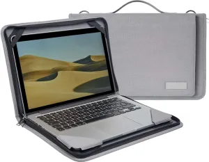 Grey Leather Laptop Messenger Case - Compatible with HP Stream 14s-dq0508sa 14" Laptop