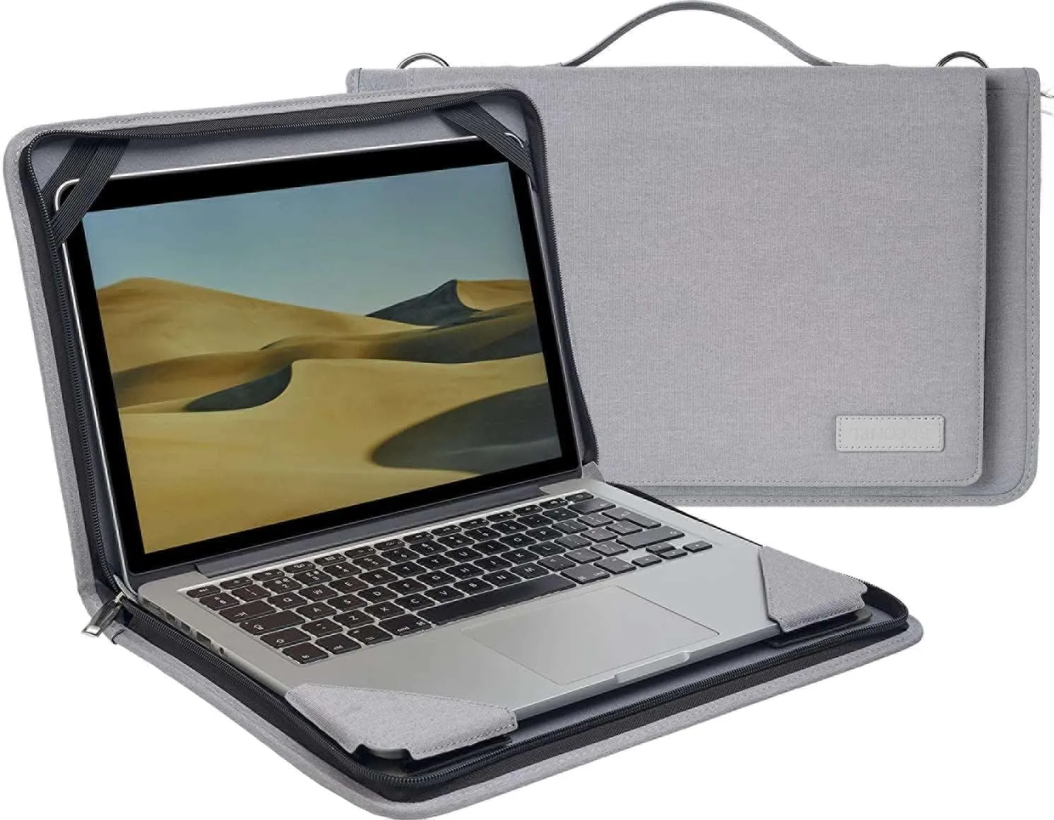 Grey Leather Laptop Messenger Case - Compatible with HP Stream 14s-dq0508sa 14" Laptop