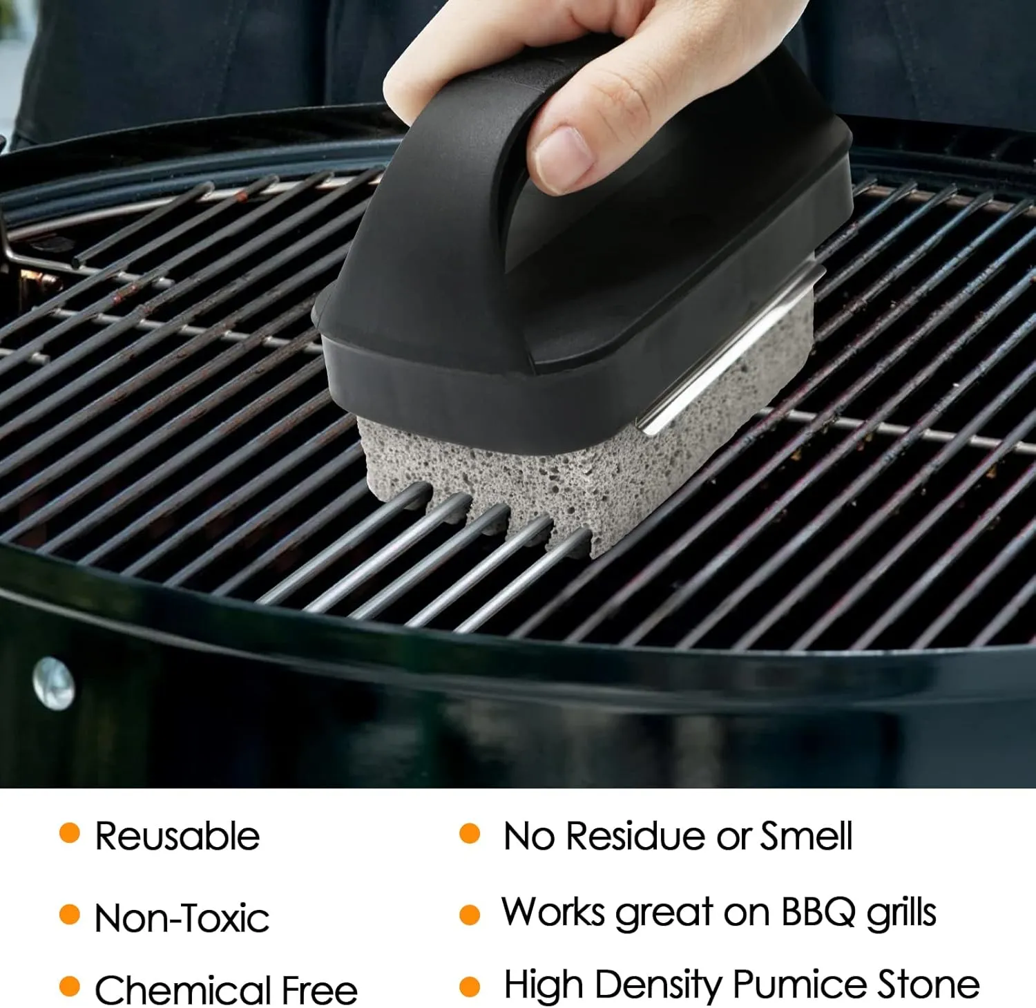 Grill Cleaning Brick with Handle, Heavy Duty Pumice Stone for BBQ Grills Easy Removing, Grilling Gifts for BBQ Lovers (4 Pack)