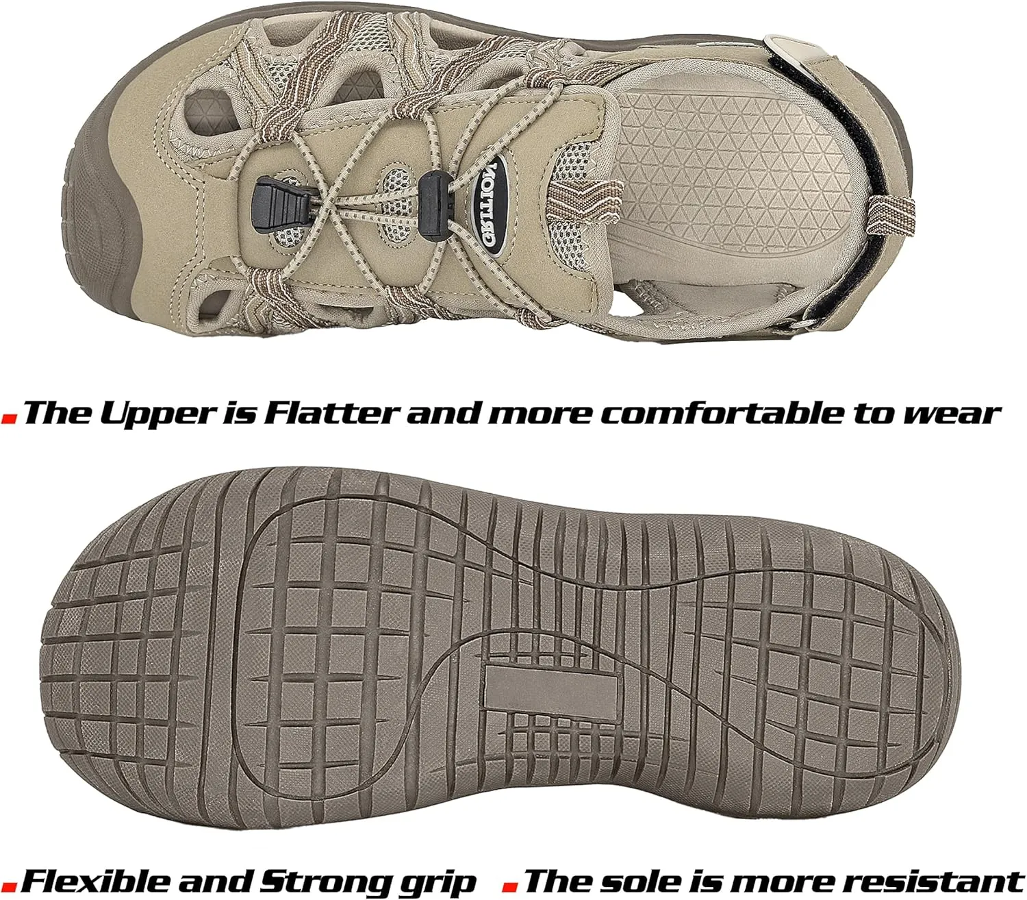 GRITION Hiking Sandals Women Closed Toe, Waterproof Lightweight Adjustable Hiking Athletic Sandals, Breathable For Beach Summer Adventure Comfortable Outdoor Sport
