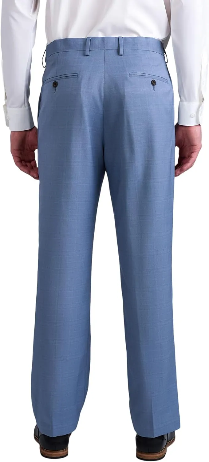 Haggar Men's Premium Comfort Tonal Plaid Classic Fit Flat Front Stretch Dress Pant