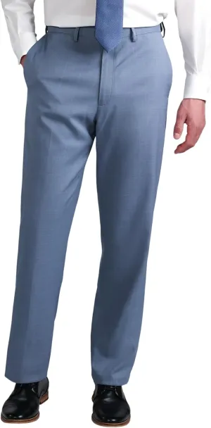 Haggar Men's Premium Comfort Tonal Plaid Classic Fit Flat Front Stretch Dress Pant