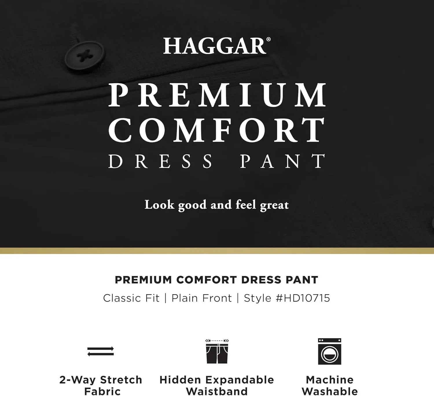Haggar Men's Premium Comfort Tonal Plaid Classic Fit Flat Front Stretch Dress Pant