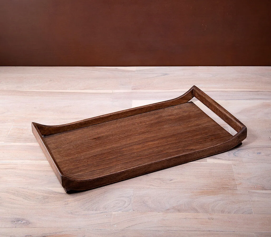 Hand Cut Wooden Brown Tray