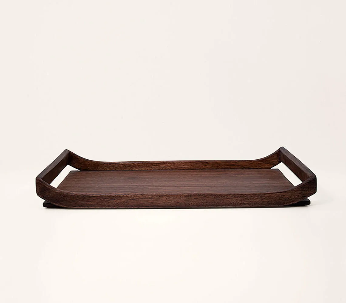Hand Cut Wooden Brown Tray