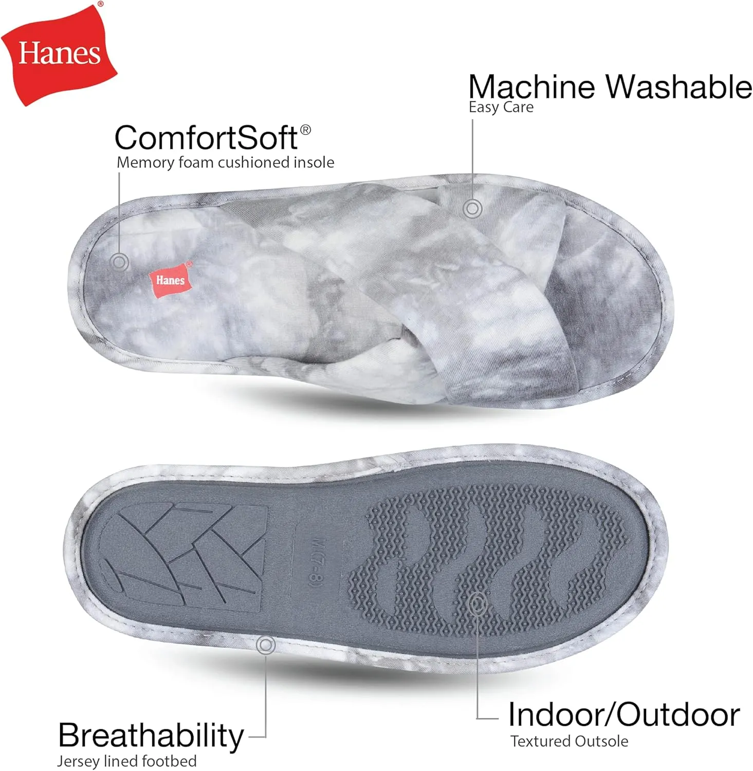 Hanes womens Comfort Cotton on Scuff With Memory Foam and Anti-skid Sole Slipper