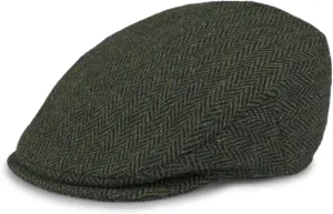 Hanna Hats for Men Donegal Tweed Vinatge Flat Cap - Driving Cap - Made in Ireland -100% Wool Tweed (US, Alpha, Large, Green Herringbone)