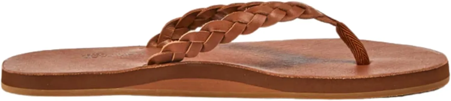 Hari Mari- Meadows Braided- Women's Classic Full Grain Leather Flip Flops with Braided Straps- No Break Ins, Firm Arch Support, and Beveled Edge to Reduce Tripping