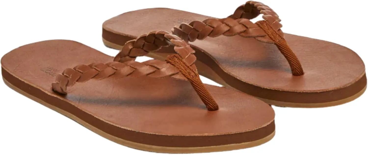 Hari Mari- Meadows Braided- Women's Classic Full Grain Leather Flip Flops with Braided Straps- No Break Ins, Firm Arch Support, and Beveled Edge to Reduce Tripping