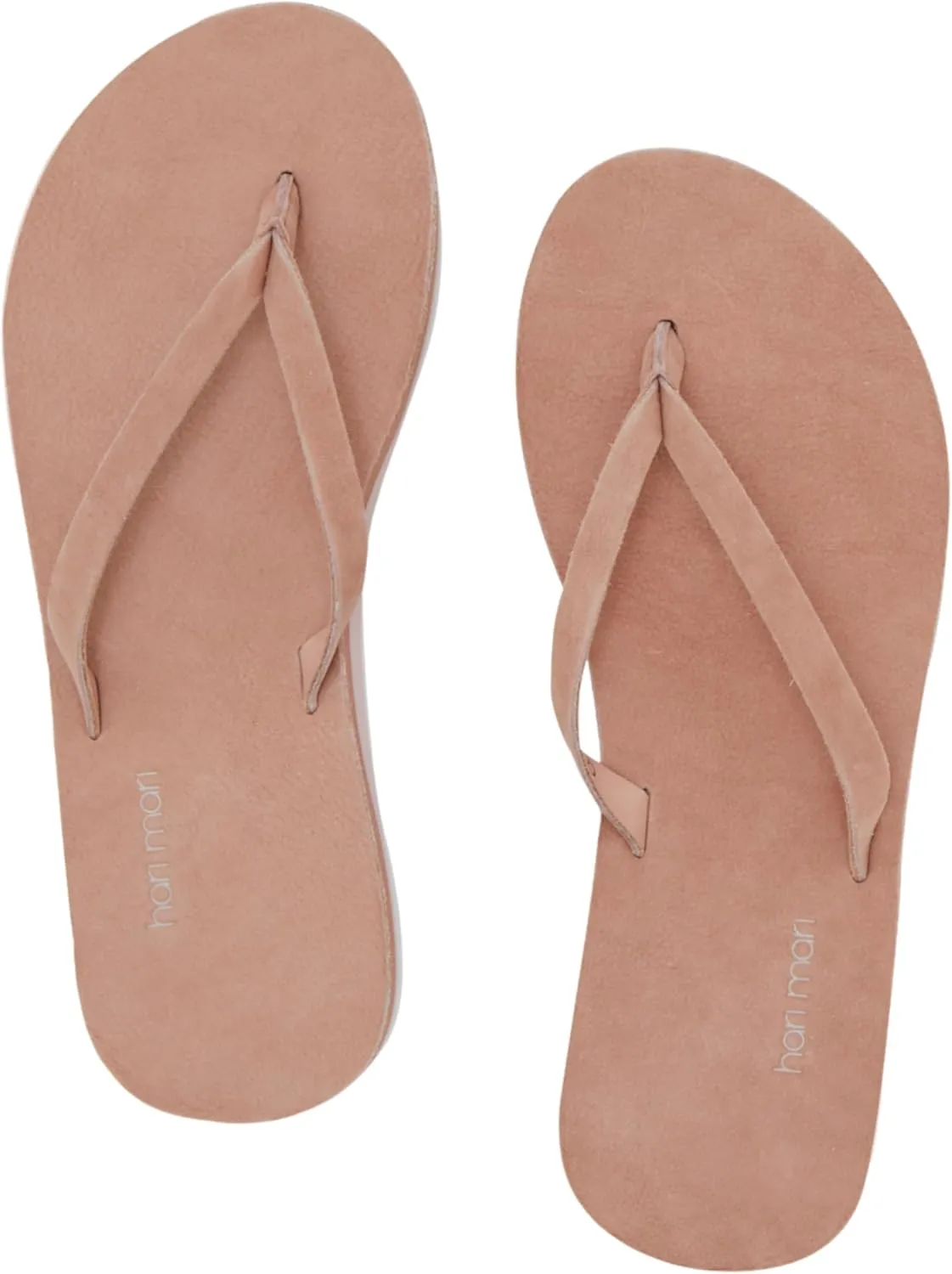 Hari Mari- Meadows- Women's Nubuck Leather Slim Fit Flip Flops with Soft V-Cut Strap- No Break Ins, Firm Arch Support, and Slim Contoured Sandal Profile