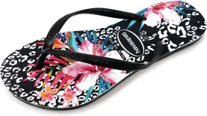 Havaianas kids slim animal floral sandal - black/black -, 11/12C little kid