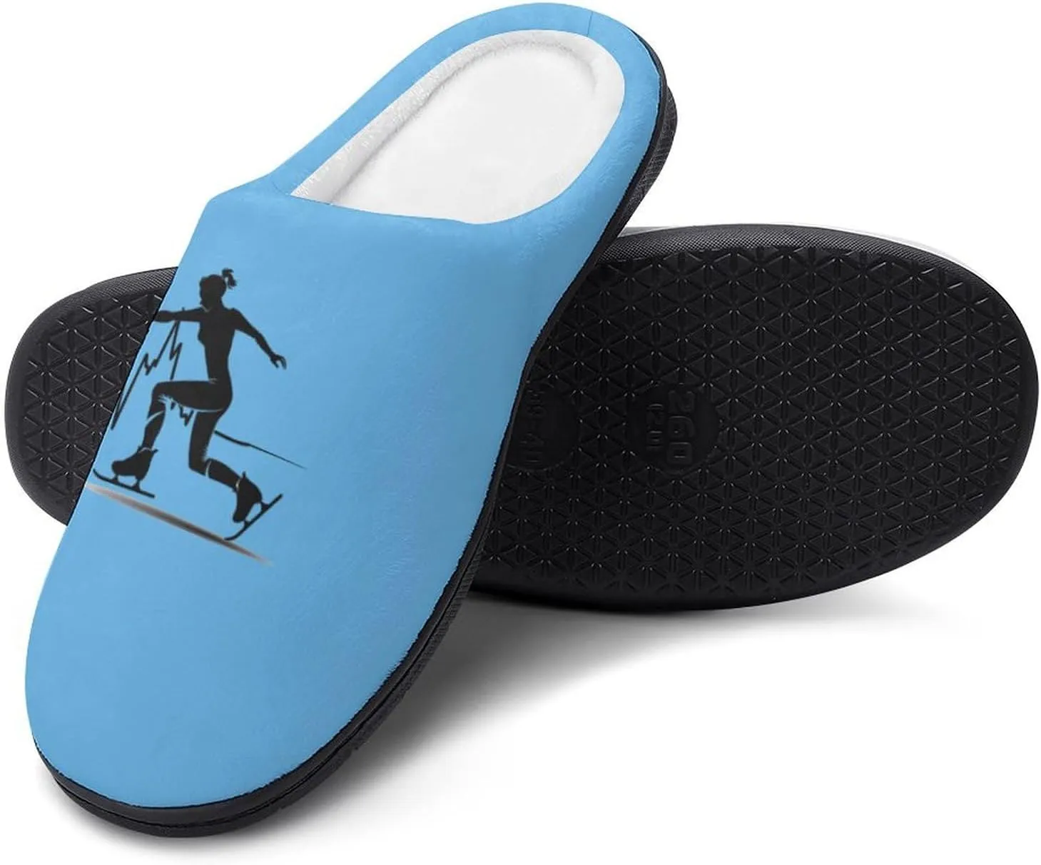 Heartbeat Ice Skating Men's Cotton Slippers Soft House Shoes Anti-Skid Bedroom Slipper for Home Outdoor