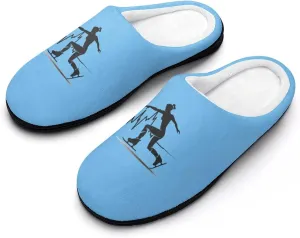 Heartbeat Ice Skating Men's Cotton Slippers Soft House Shoes Anti-Skid Bedroom Slipper for Home Outdoor