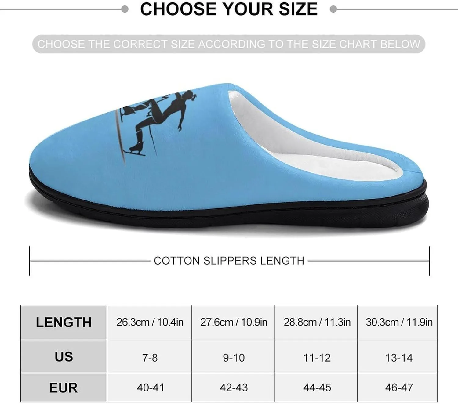 Heartbeat Ice Skating Men's Cotton Slippers Soft House Shoes Anti-Skid Bedroom Slipper for Home Outdoor