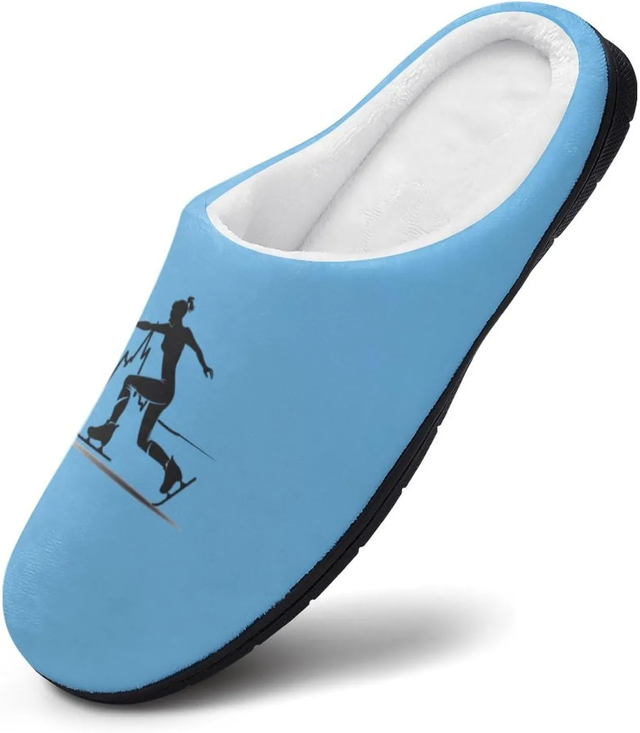 Heartbeat Ice Skating Men's Cotton Slippers Soft House Shoes Anti-Skid Bedroom Slipper for Home Outdoor