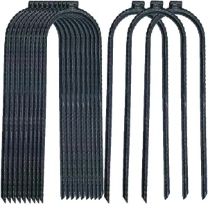 Heavy Rebar Trampoline Wind Stakes with Flat Welded Head,10’’x3’’x0.32’’ Wind Stake,Safety Ground Anchor for Securing Trampoline, Tents, Fences, Tarps, Garden Cloth, Hoses and More