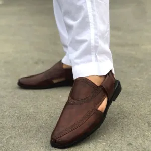Hedgez Premium Leather Handmade Vintage Brown Sandal-308