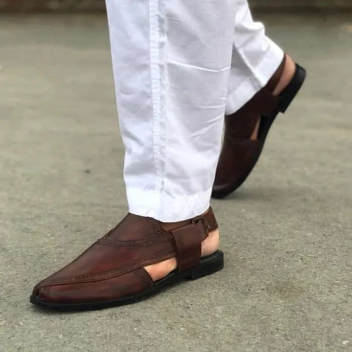 Hedgez Premium Leather Handmade Vintage Brown Sandal-308