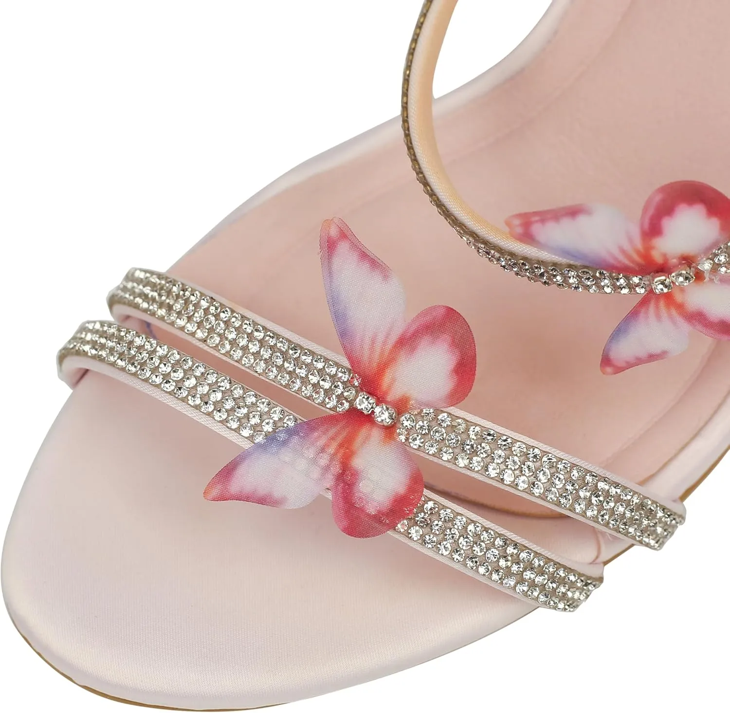 HiColor womens butterfly rhinestone stiletto sandals open-toed spiral high heels wedding ball dress performance sandals