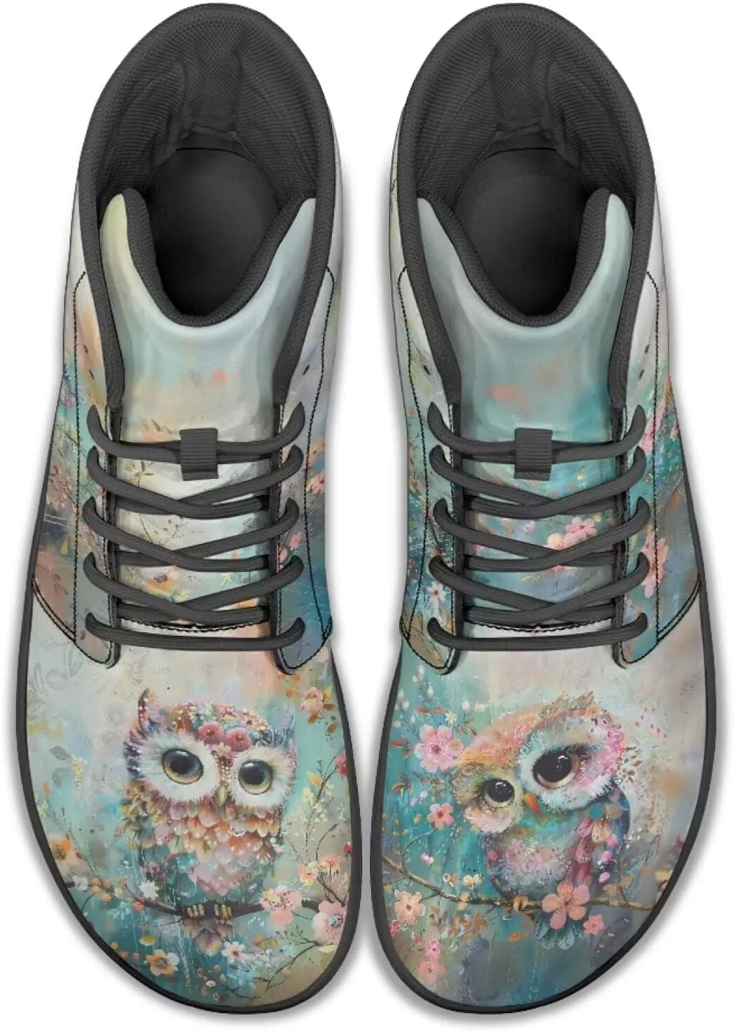 High Top Bird Pattern Ultra-Light Barefoot Shoes Men Wide Toe Box Boots Zero-Drop Running Sneaker