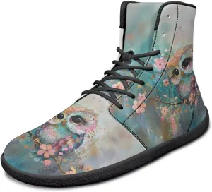 High Top Bird Pattern Ultra-Light Barefoot Shoes Men Wide Toe Box Boots Zero-Drop Running Sneaker