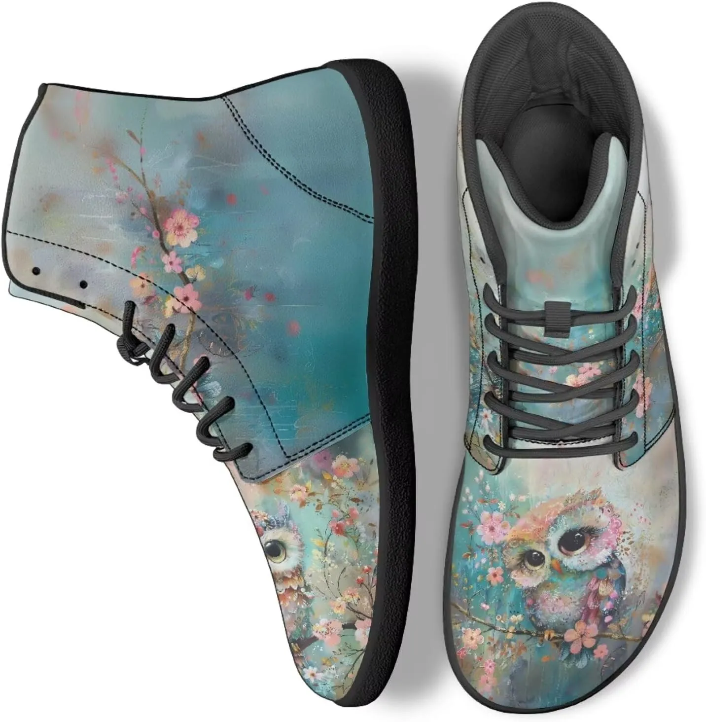 High Top Bird Pattern Ultra-Light Barefoot Shoes Men Wide Toe Box Boots Zero-Drop Running Sneaker
