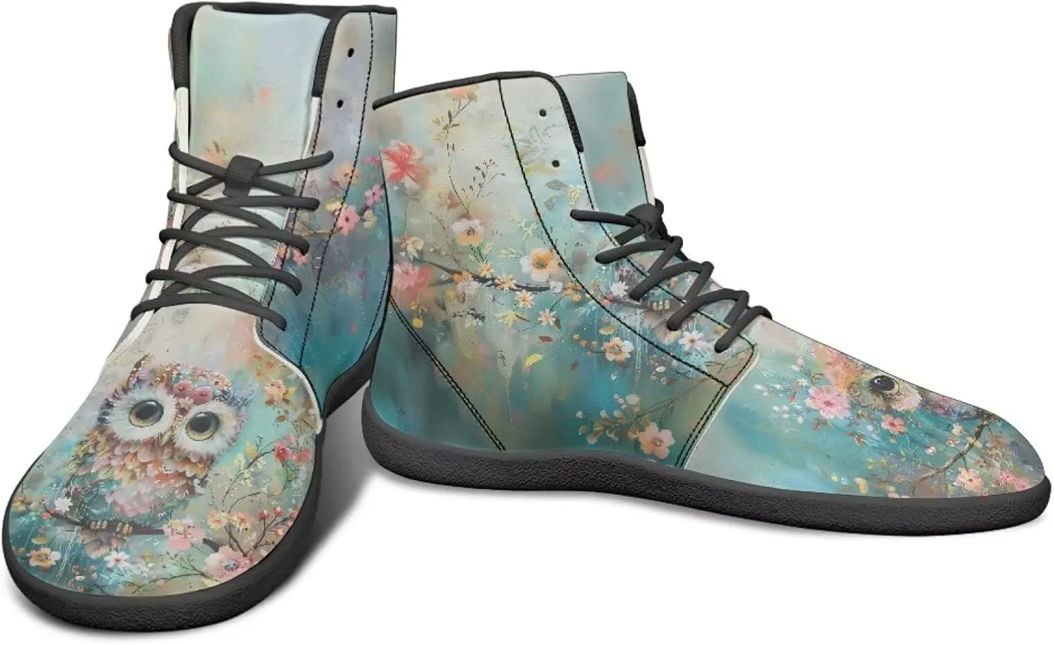 High Top Bird Pattern Ultra-Light Barefoot Shoes Men Wide Toe Box Boots Zero-Drop Running Sneaker