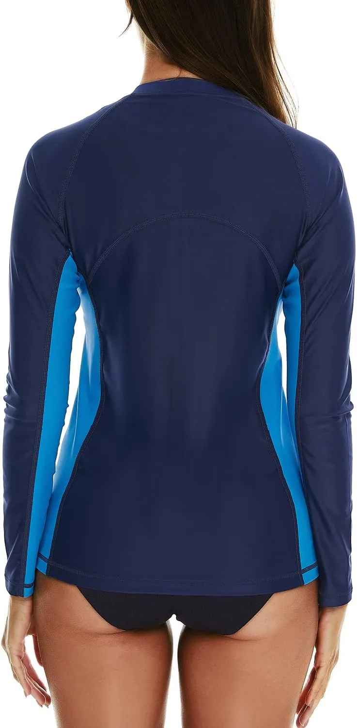 HODOSPORTS Women's Rashguard UPF 50  Swimsuit Zip Front Sun Protection Swim Shirt Long Sleeve S-5XL