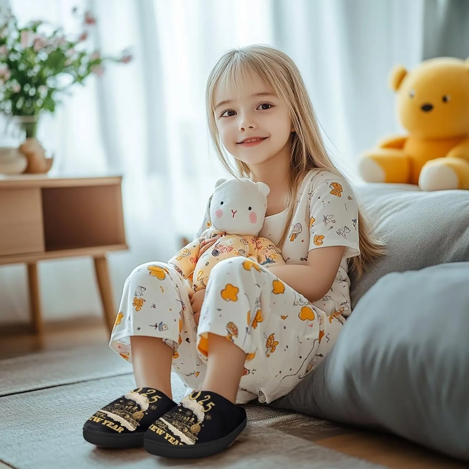 Home Slippers for Kids Non Slip House Slippers for Boys Girls, Warm Soft Fuzzy Slippers for Indoor Outdoor