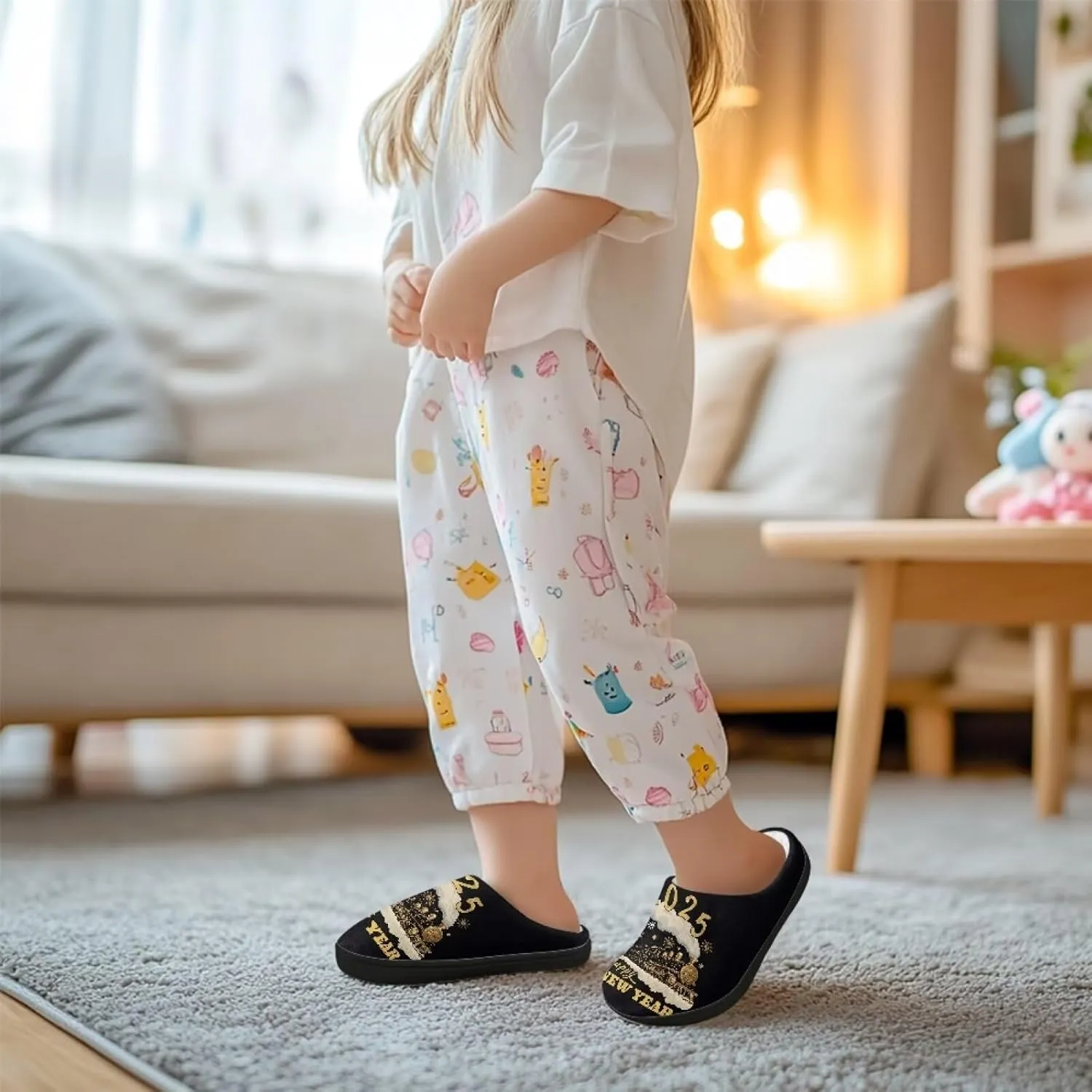 Home Slippers for Kids Non Slip House Slippers for Boys Girls, Warm Soft Fuzzy Slippers for Indoor Outdoor
