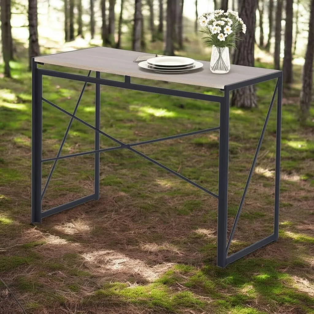 Homy Casa Portable Folding Camp Table – Quick Assembly with Embedded Design, Easy Storage & Transport, Sleek and Sturdy for Outdoor Adventures (Oak, Large)