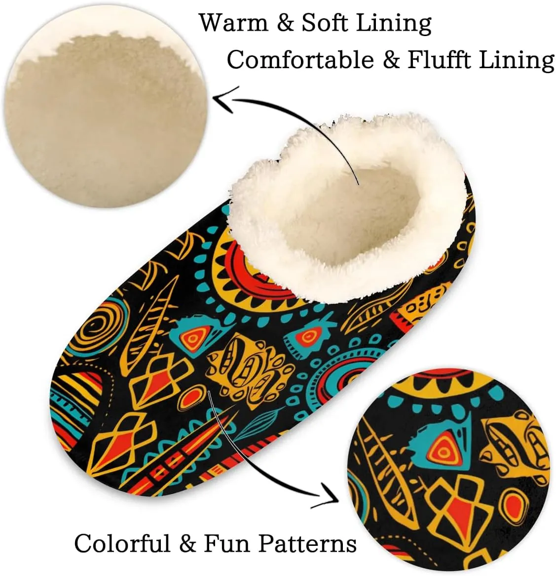 House Slippers for Women Men, Animal Fuzzy Soft Cozy Non Slip Slipper Socks for Indoor Outdoor
