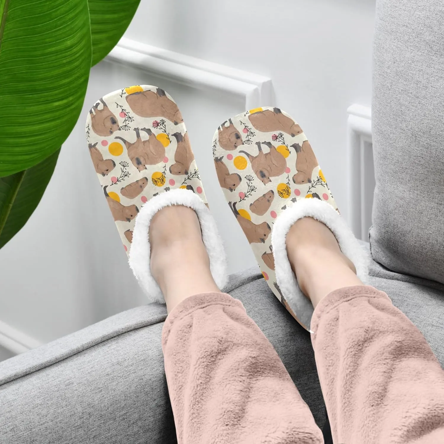 House Slippers Fuzzy Memory Foam Soft Slipper Socks for Woman Men